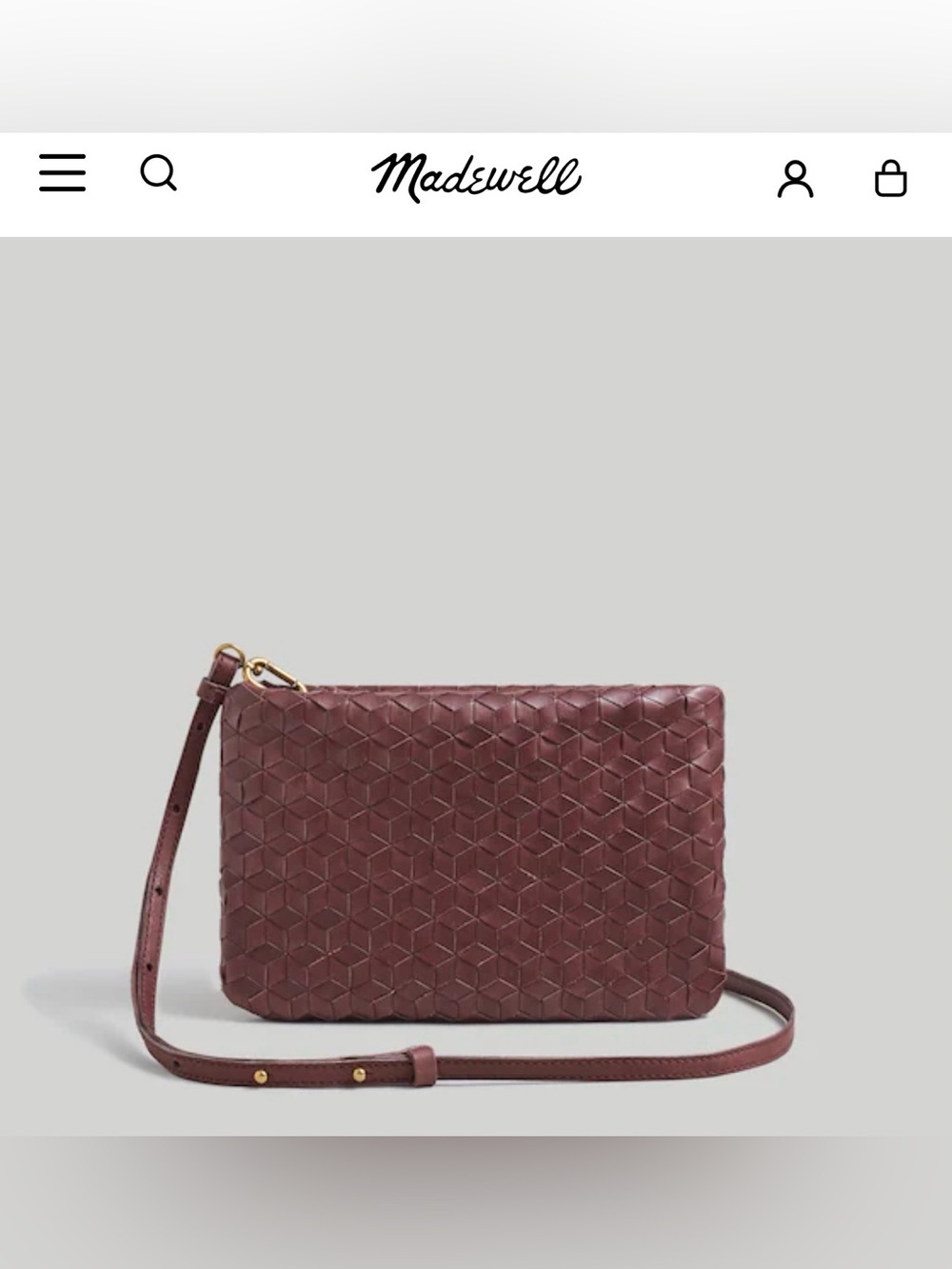 Madewell The Puff Crossbody Bag Woven Leather Edition Chocolate Raisin